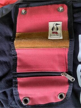 CHUMS Red Canvas Utility Pouch with Suede Accent LIKE NEW!